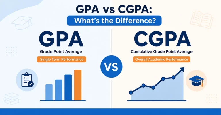 Comparison graphic showing the difference between GPA and CGPA for students
