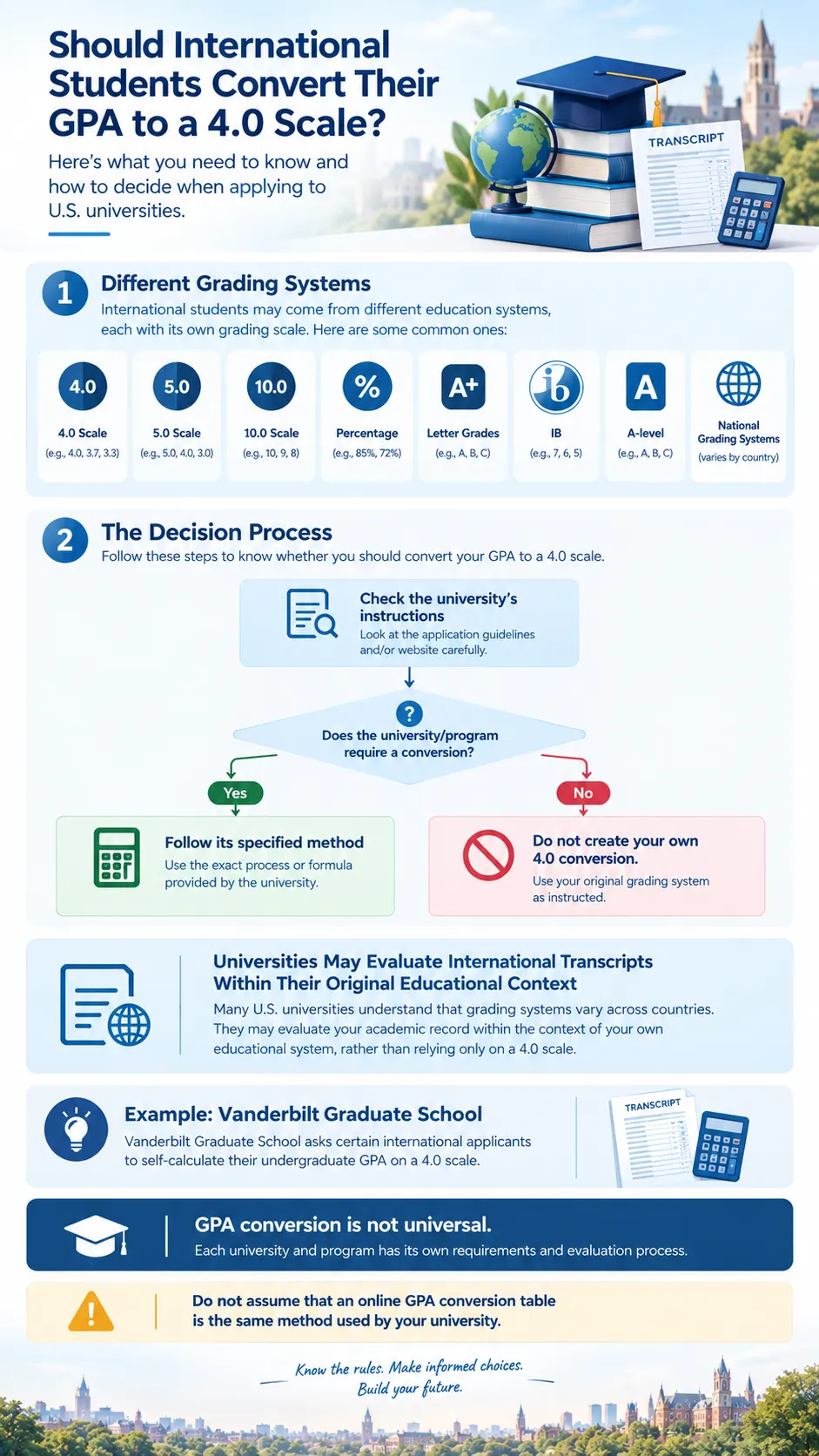 Guide showing when international students should convert GPA to a 4.0 scale